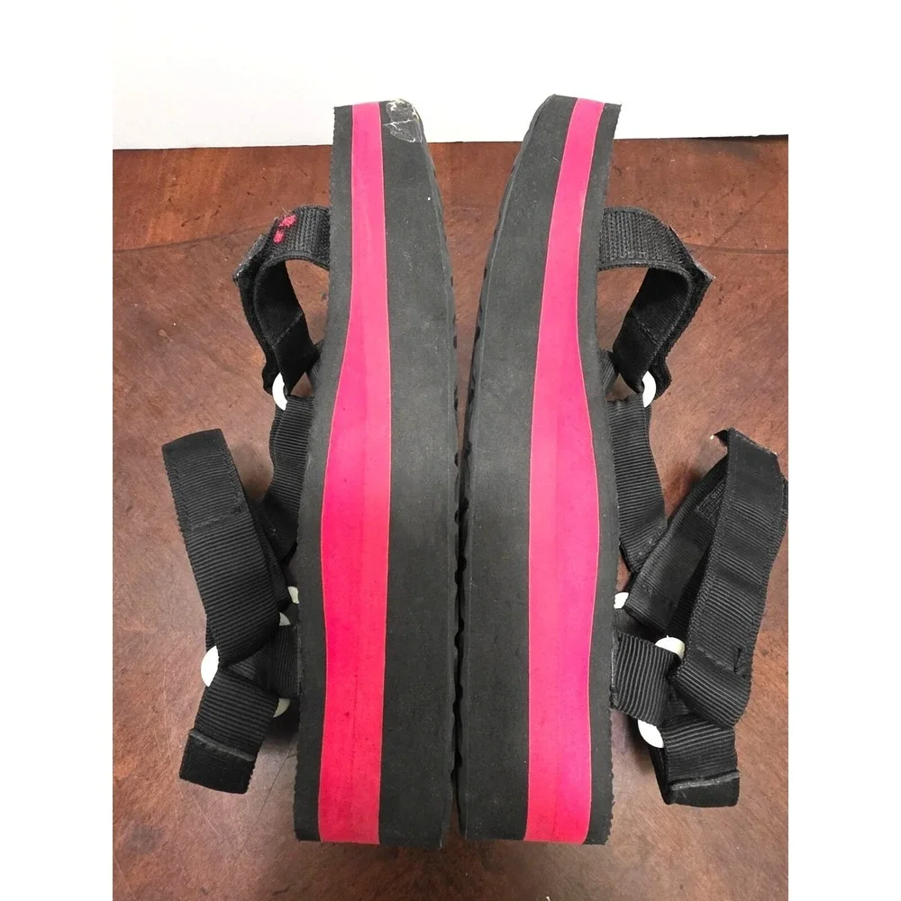 TEVA Platform Universal Black & Red Sport Sandals Adjustable Straps Women's Size